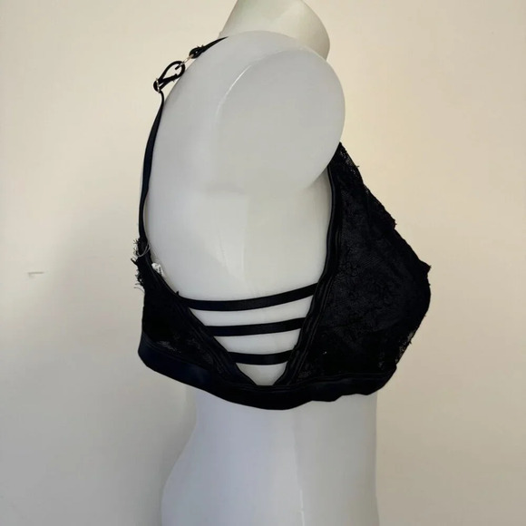 Aerie Softest Lace Lined Bralette Bra Black Stappy Comfy Sz XL - Picture 2 of 10